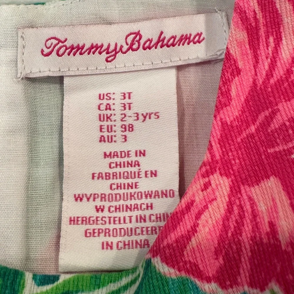 Tommy Bahama Toddler Girls Green & Pink Floral Print Sleeveless Dress 3T